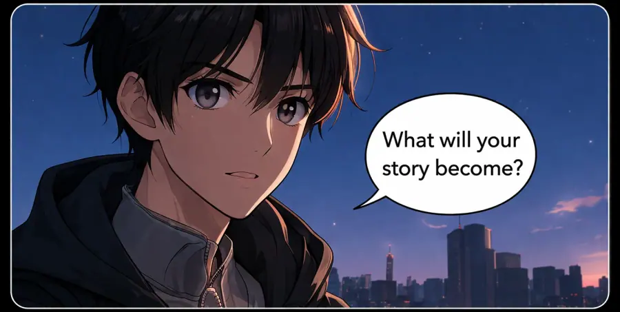 Liam steps closer, his gaze unwavering and full of love, gesturing to the city.