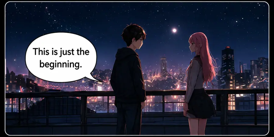 Liam gently takes Anya's hand, his expression serious and tender.