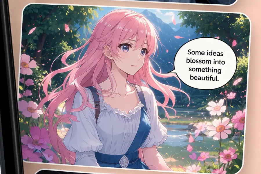 Close-up of Anya, her eyes filled with a mixture of longing and anxiety as she looks at Liam.