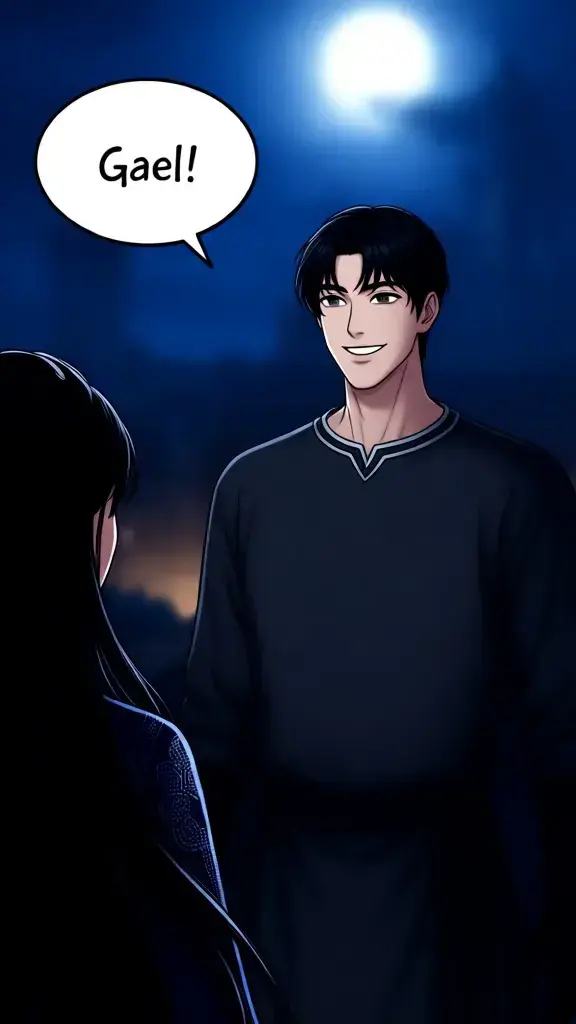 She spots Gael waiting, a soft smile on his face.