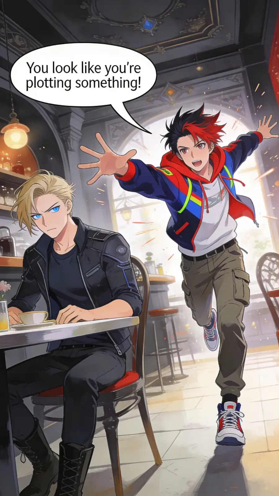 Jin bursts in, shattering Eden's concentration.