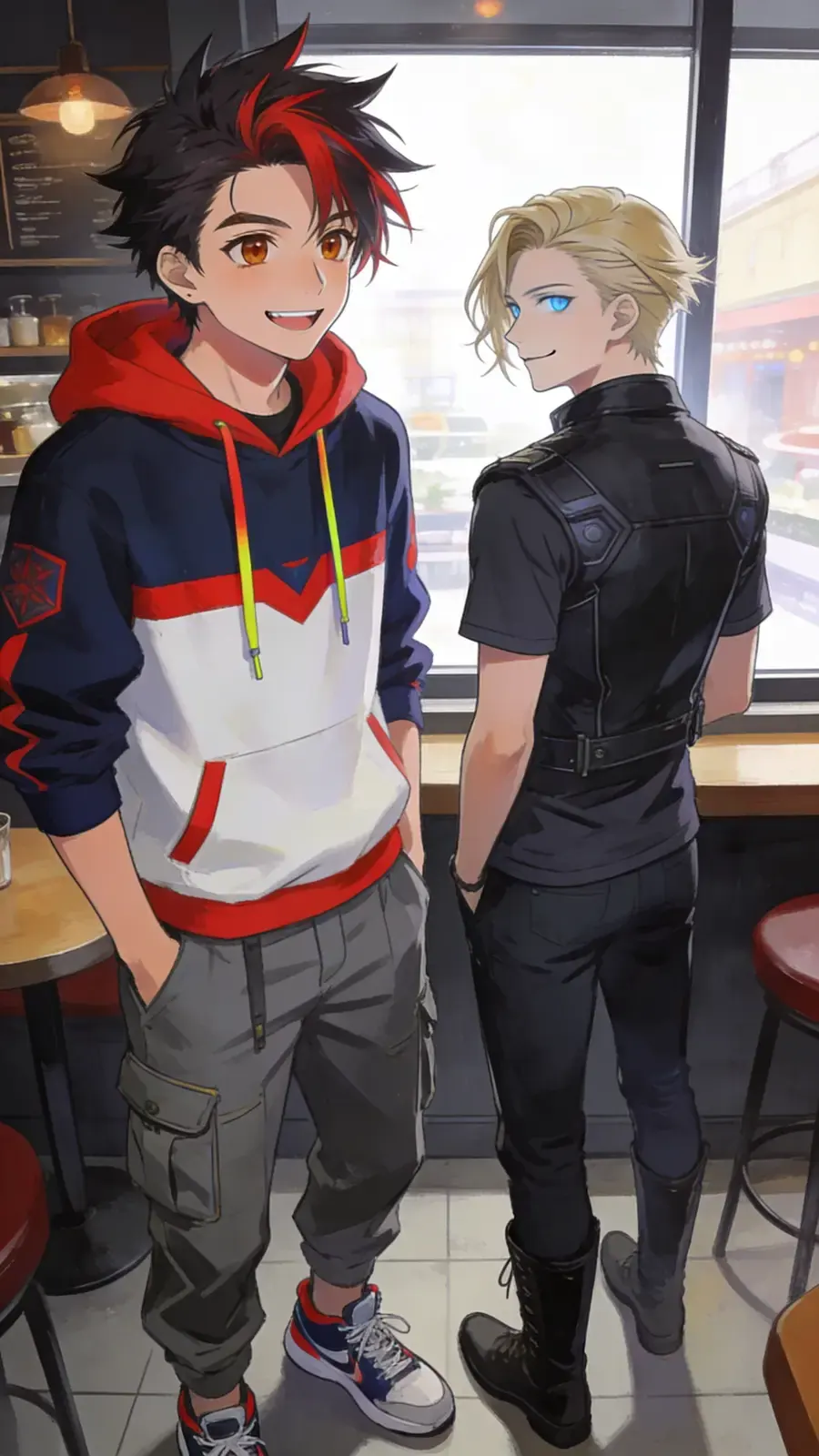 Time snaps back. Jin blinks, finishes his sentence, oblivious. Eden looks out the window, a quiet, knowing smirk.