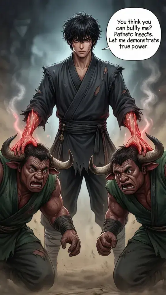 Confronting his bullies.