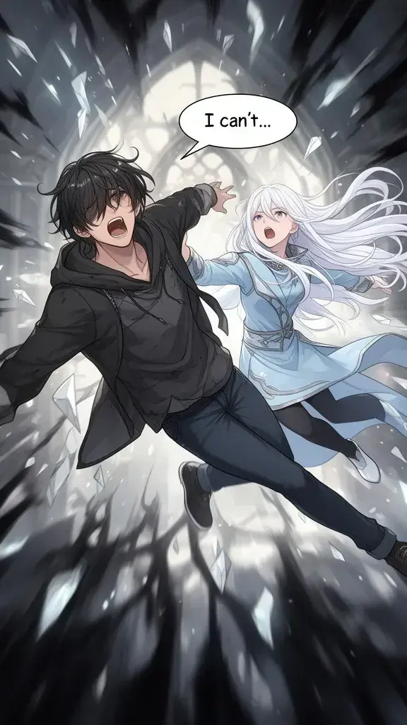 Arga is violently pulled through a distorted dimensional space, his face filled with panic.